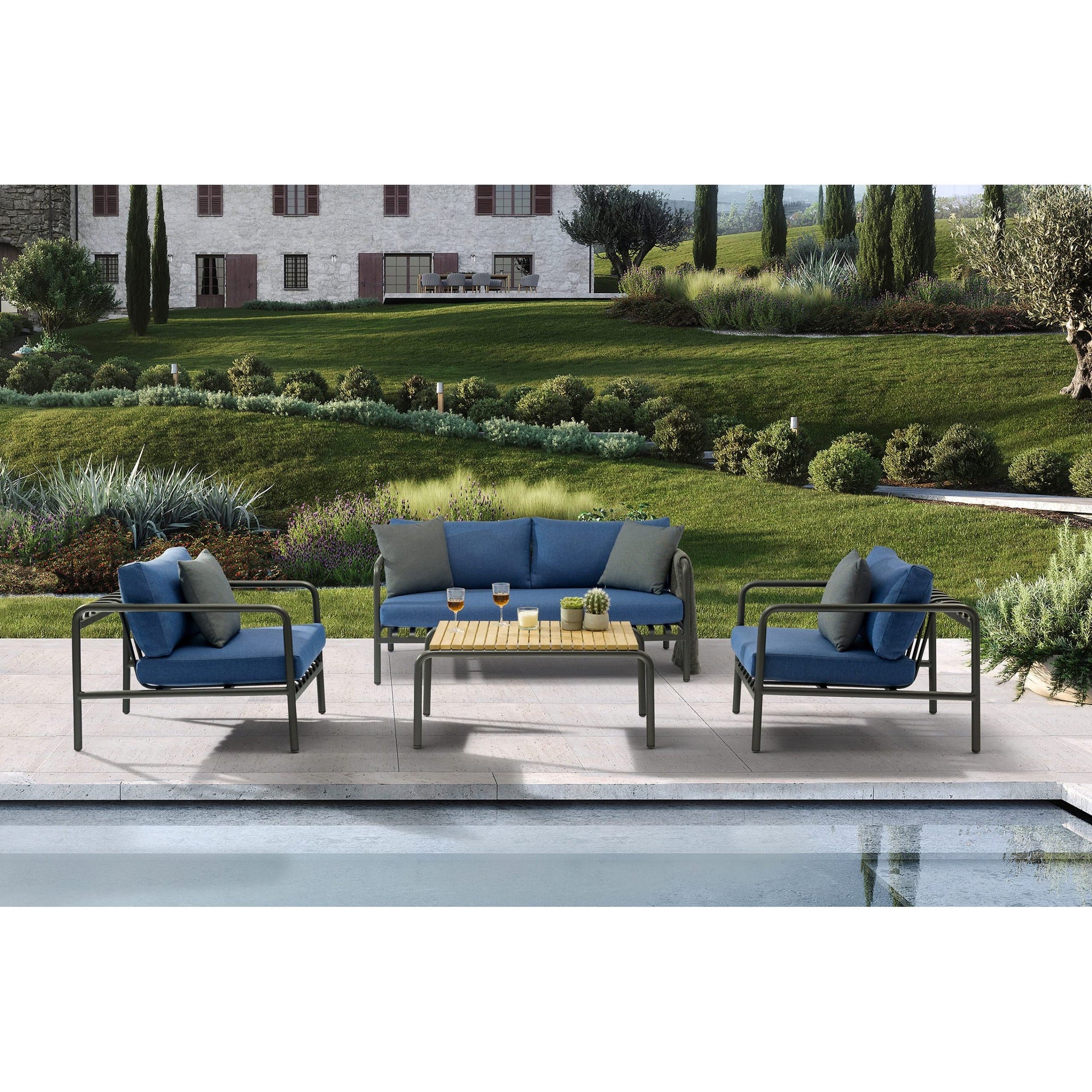 Whiteline Modern Living Andrea 4-Pieces Outdoor Collection