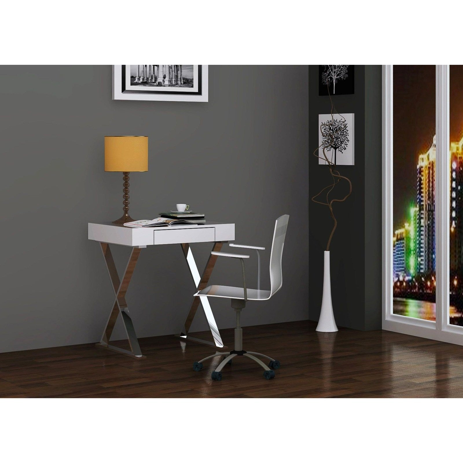Whiteline Modern Living Elm Desk Small