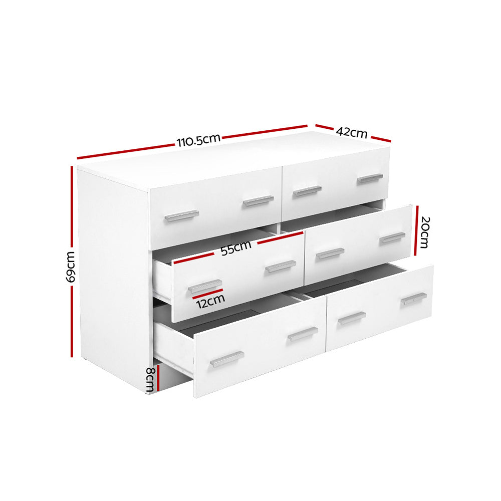 Norwich King Single Bedroom Suite 5 Piece 1x King Single Mattress, 1x King Single Wooden Bed Frame, 2x White Bedside Tables and 1x White Tallboy