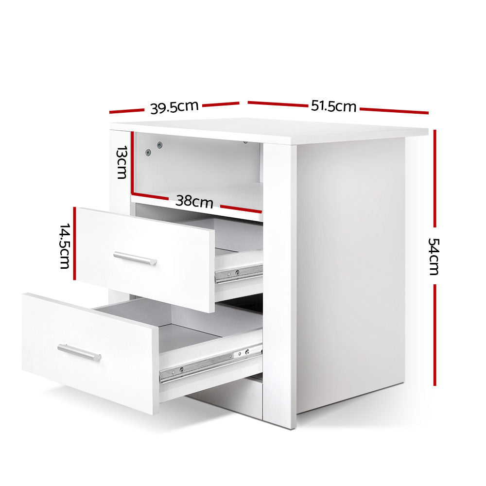 Norwich King Single Bedroom Suite 5 Piece 1x King Single Mattress, 1x King Single Wooden Bed Frame, 2x White Bedside Tables and 1x White Tallboy