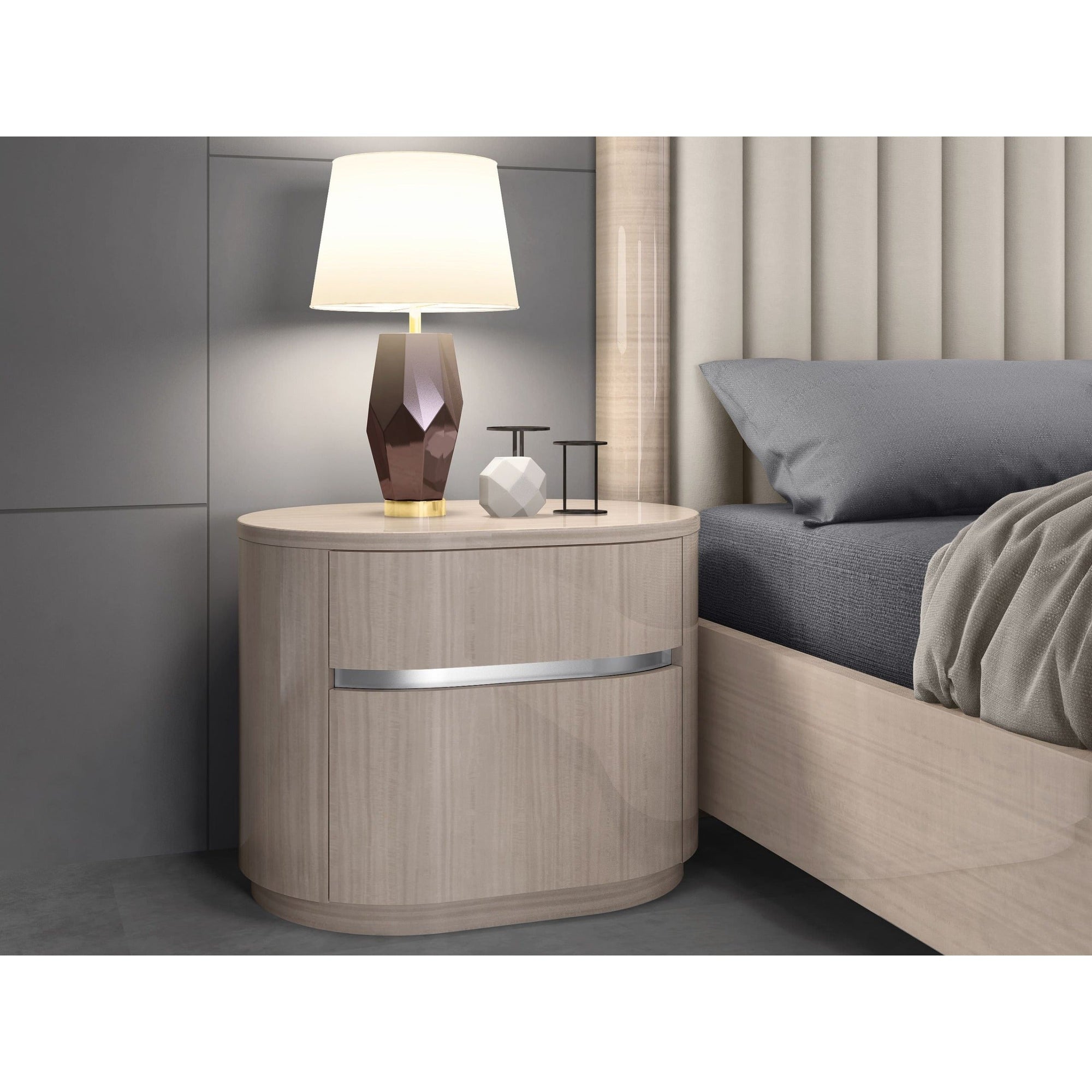 Whiteline Modern Living Waves Nightstand