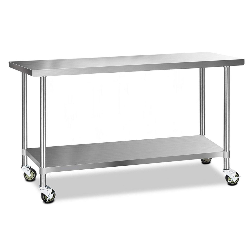 430 Stainless Steel Kitchen Benches Work Bench Food Prep Table with Wheels 1829Mmx610MM