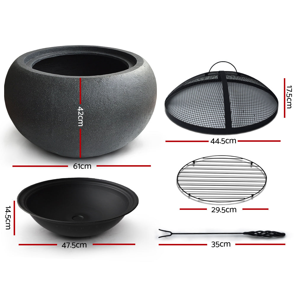 Oval Outdoor Portable Fire Pit Bowl Wood Burning Patio Oven Heater Fireplace
