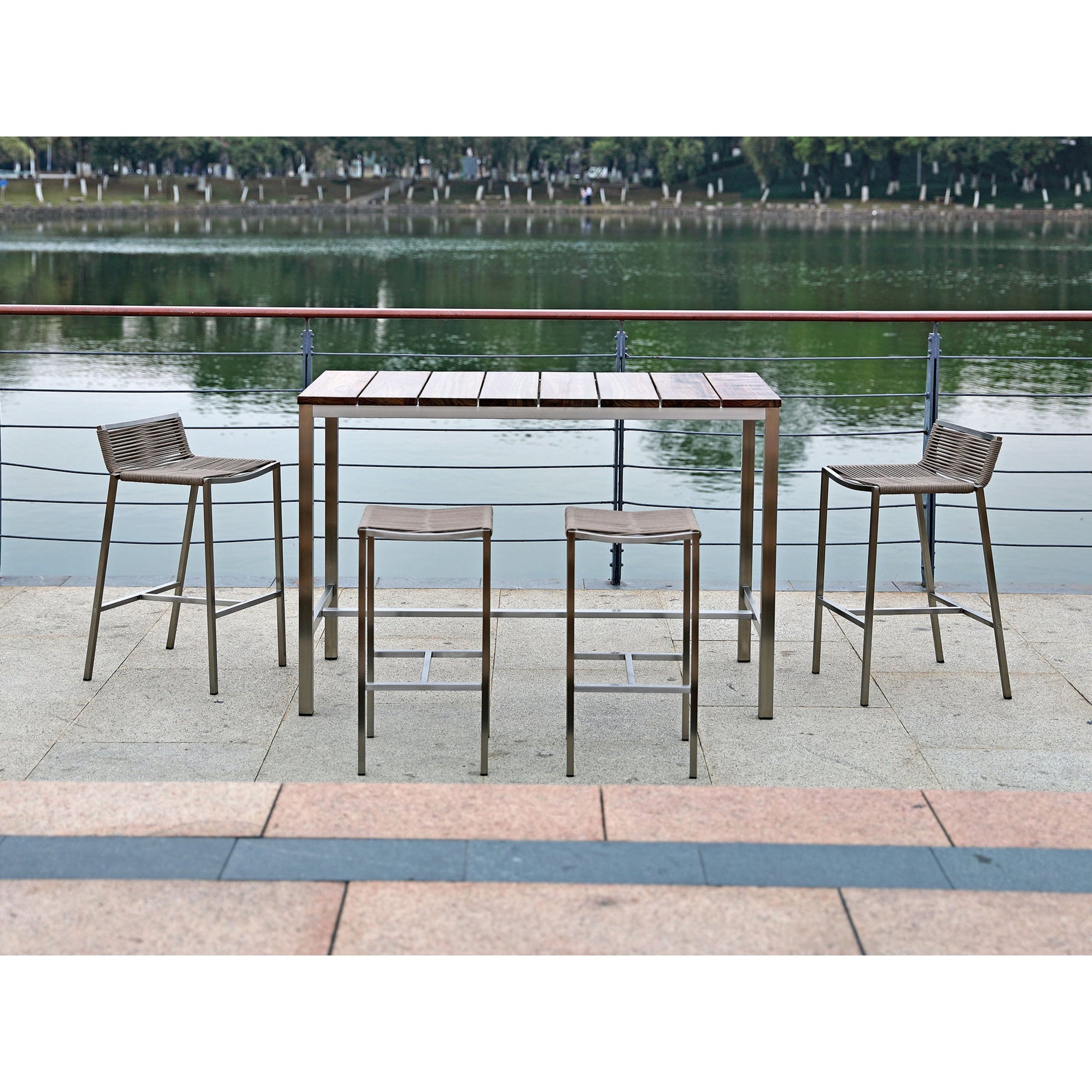 Whiteline Modern Living Stone Bar Table