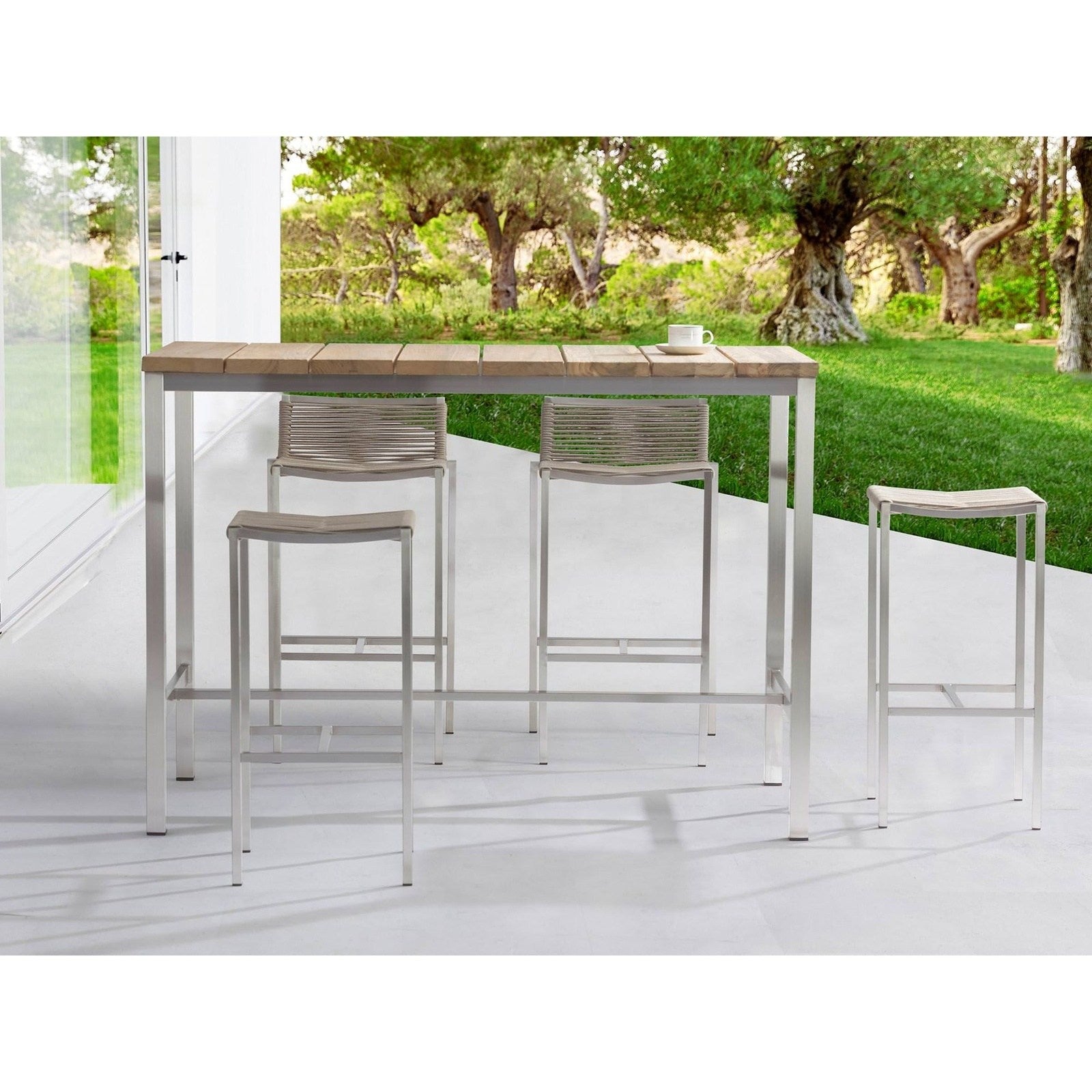 Whiteline Modern Living Stone Outdoor Backless Barstool