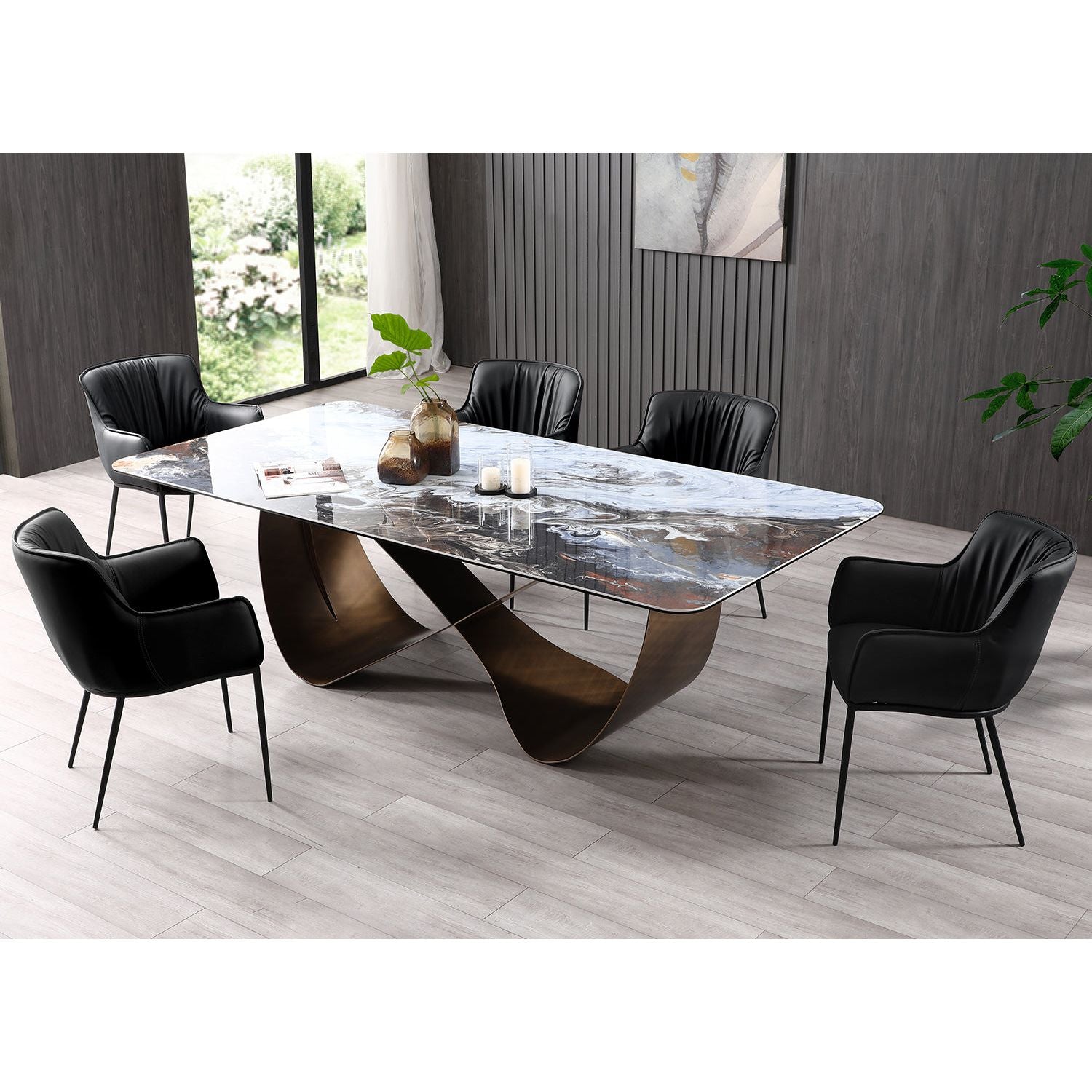 Whiteline Modern Living Tiffany Dining Table Ceramic Top